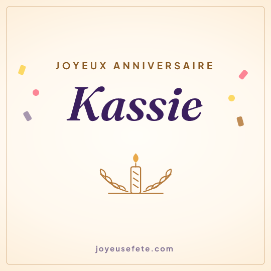 Image carrée « Joyeux anniversaire Kassie » pour WhatsApp
