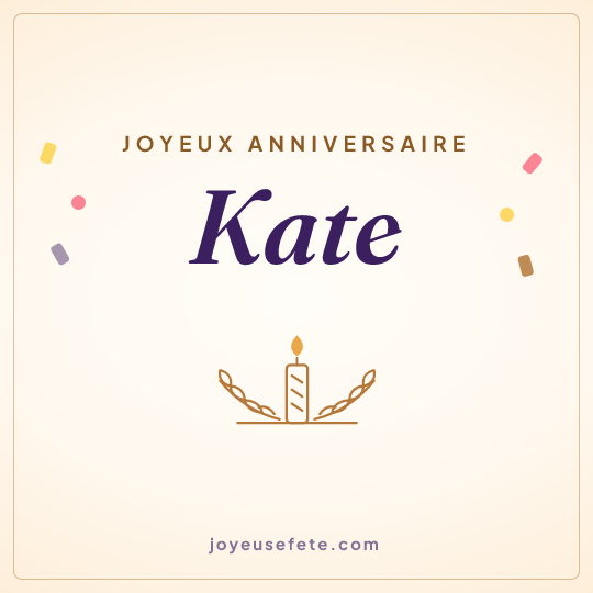 Image carrée « Joyeux anniversaire Kate » pour WhatsApp
