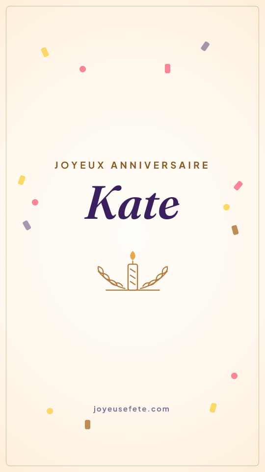 Image « Joyeux anniversaire Kate » au format story