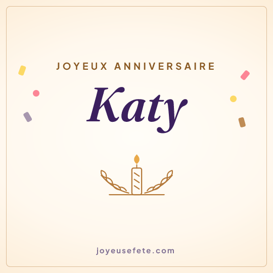 Image carrée « Joyeux anniversaire Katy » pour WhatsApp