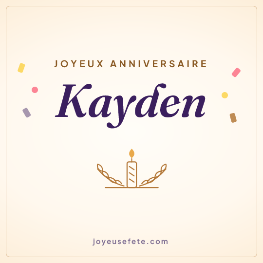 Image carrée « Joyeux anniversaire Kayden » pour WhatsApp