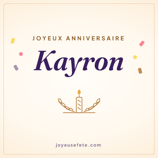 Image carrée « Joyeux anniversaire Kayron » pour WhatsApp