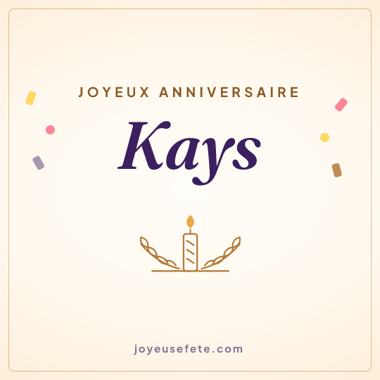 Image carrée « Joyeux anniversaire Kays » pour WhatsApp