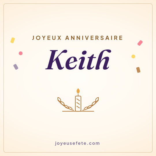 Image carrée « Joyeux anniversaire Keith » pour WhatsApp