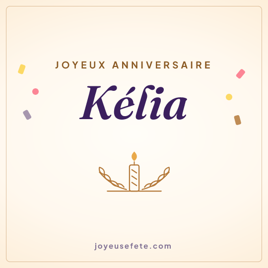 Image carrée « Joyeux anniversaire Kélia » pour WhatsApp