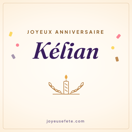 Image carrée « Joyeux anniversaire Kélian » pour WhatsApp