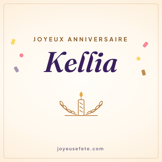 Image carrée « Joyeux anniversaire Kellia » pour WhatsApp