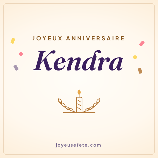 Image carrée « Joyeux anniversaire Kendra » pour WhatsApp