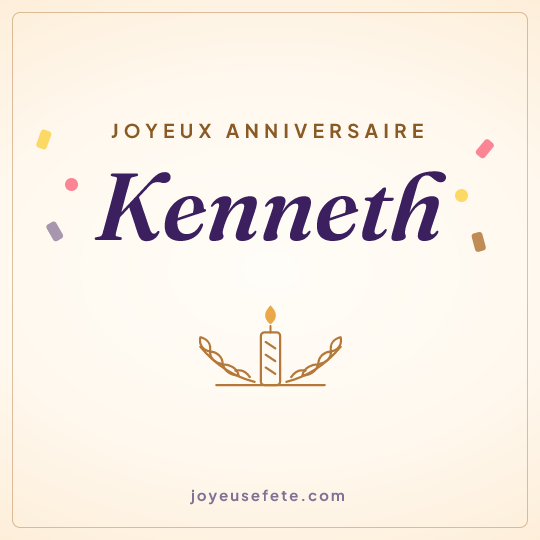 Image carrée « Joyeux anniversaire Kenneth » pour WhatsApp