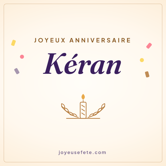 Image carrée « Joyeux anniversaire Kéran » pour WhatsApp