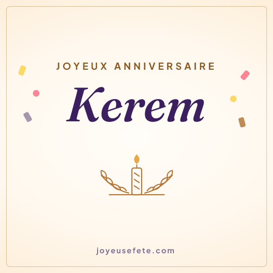 Image carrée « Joyeux anniversaire Kerem » pour WhatsApp