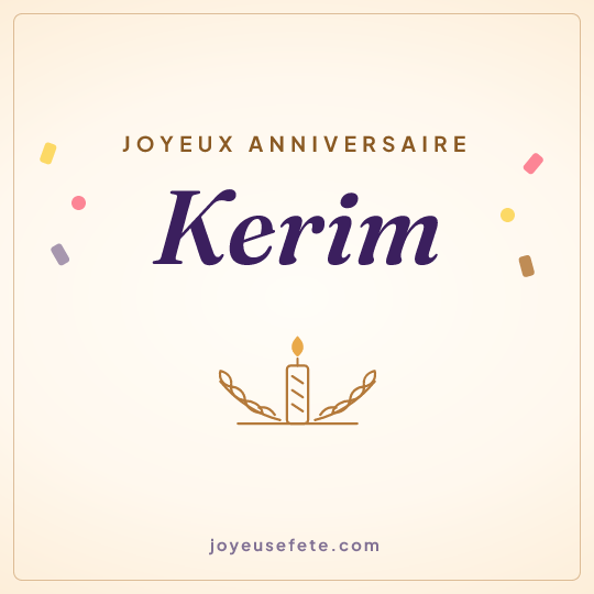 Image carrée « Joyeux anniversaire Kerim » pour WhatsApp
