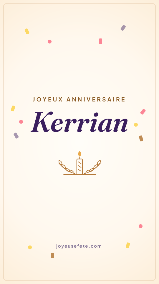 Image « Joyeux anniversaire Kerrian » au format story