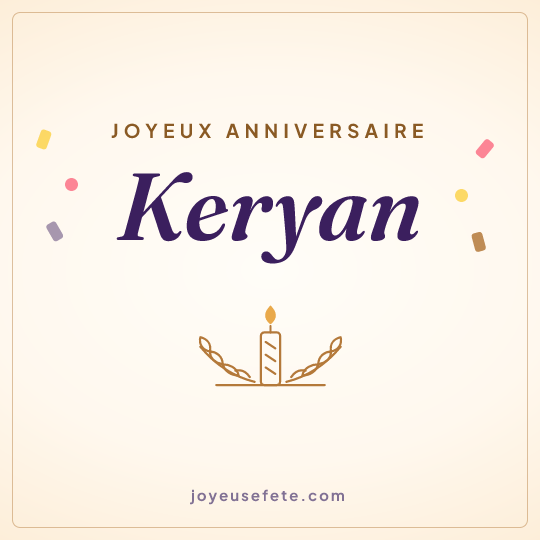 Image carrée « Joyeux anniversaire Keryan » pour WhatsApp