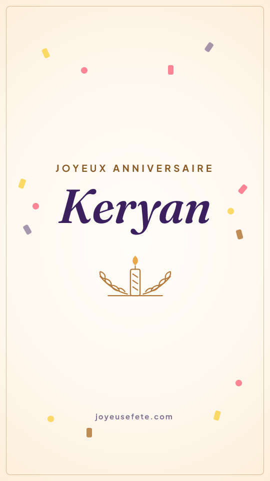 Image « Joyeux anniversaire Keryan » au format story
