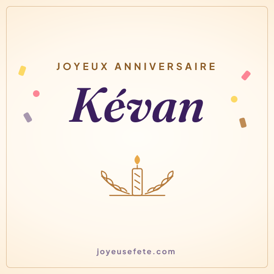 Image carrée « Joyeux anniversaire Kévan » pour WhatsApp