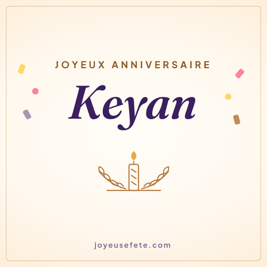 Image carrée « Joyeux anniversaire Keyan » pour WhatsApp