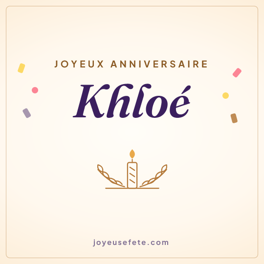 Image carrée « Joyeux anniversaire Khloé » pour WhatsApp