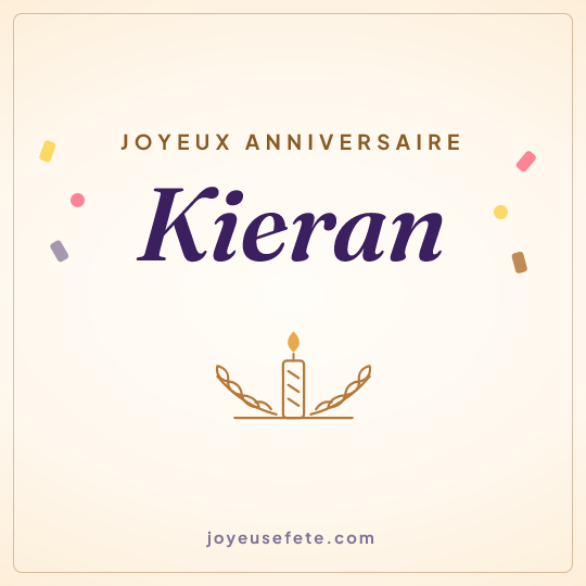 Image carrée « Joyeux anniversaire Kieran » pour WhatsApp