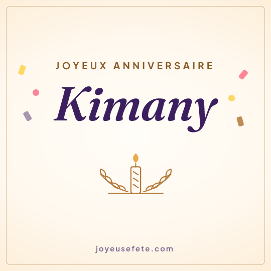Image carrée « Joyeux anniversaire Kimany » pour WhatsApp