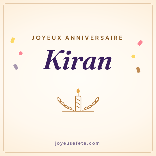 Image carrée « Joyeux anniversaire Kiran » pour WhatsApp