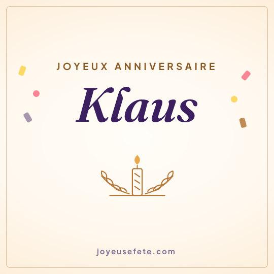 Image carrée « Joyeux anniversaire Klaus » pour WhatsApp