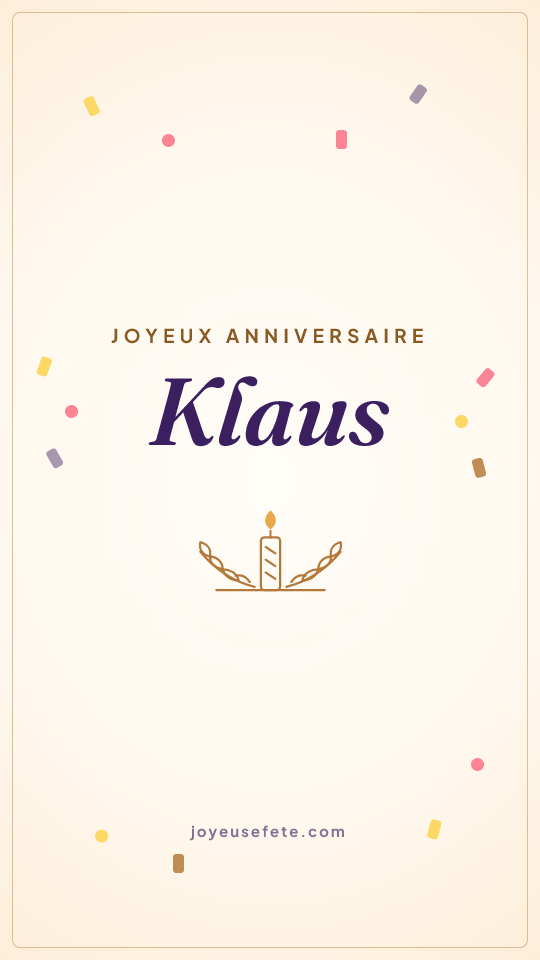 Image « Joyeux anniversaire Klaus » au format story