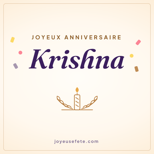 Image carrée « Joyeux anniversaire Krishna » pour WhatsApp