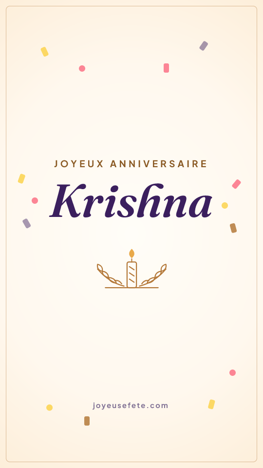 Image « Joyeux anniversaire Krishna » au format story