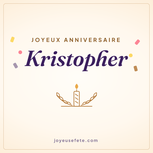 Image carrée « Joyeux anniversaire Kristopher » pour WhatsApp