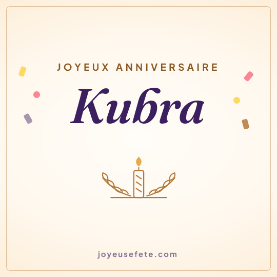 Image carrée « Joyeux anniversaire Kubra » pour WhatsApp