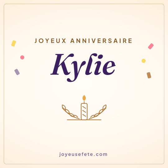 Image carrée « Joyeux anniversaire Kylie » pour WhatsApp