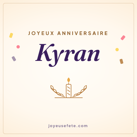Image carrée « Joyeux anniversaire Kyran » pour WhatsApp