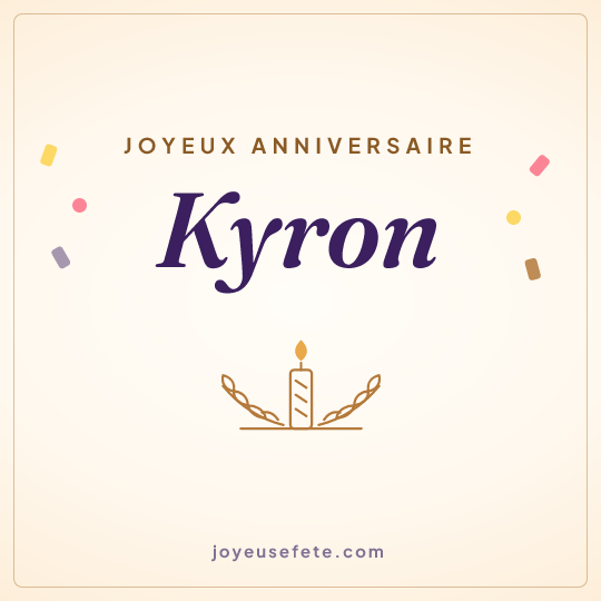 Image carrée « Joyeux anniversaire Kyron » pour WhatsApp