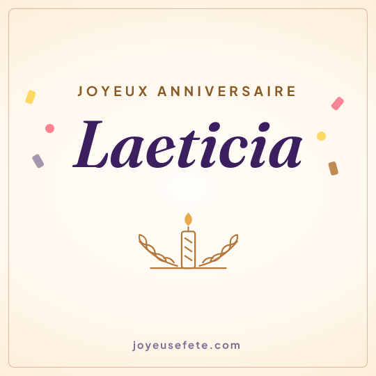 Image carrée « Joyeux anniversaire Laeticia » pour WhatsApp