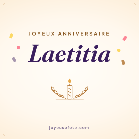 Image carrée « Joyeux anniversaire Laetitia » pour WhatsApp