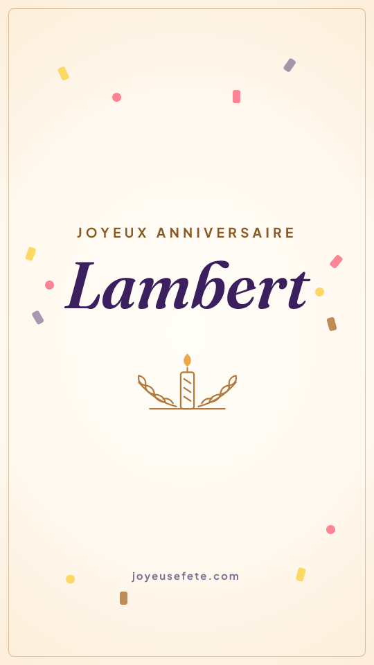 Image « Joyeux anniversaire Lambert » au format story