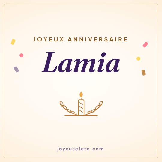 Image carrée « Joyeux anniversaire Lamia » pour WhatsApp