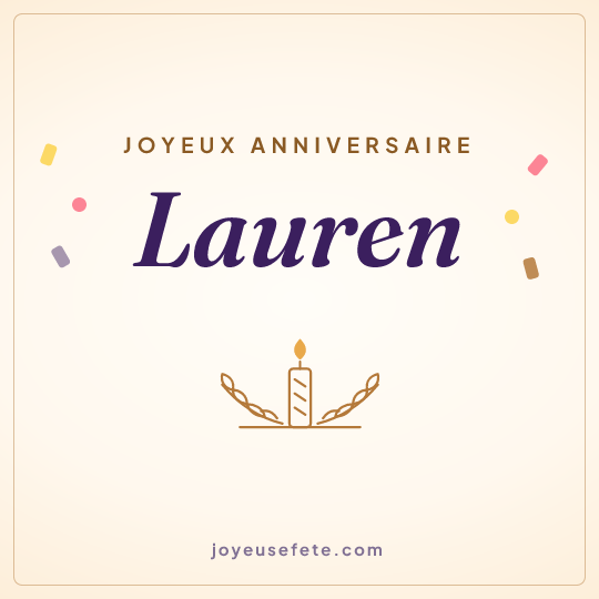 Image carrée « Joyeux anniversaire Lauren » pour WhatsApp