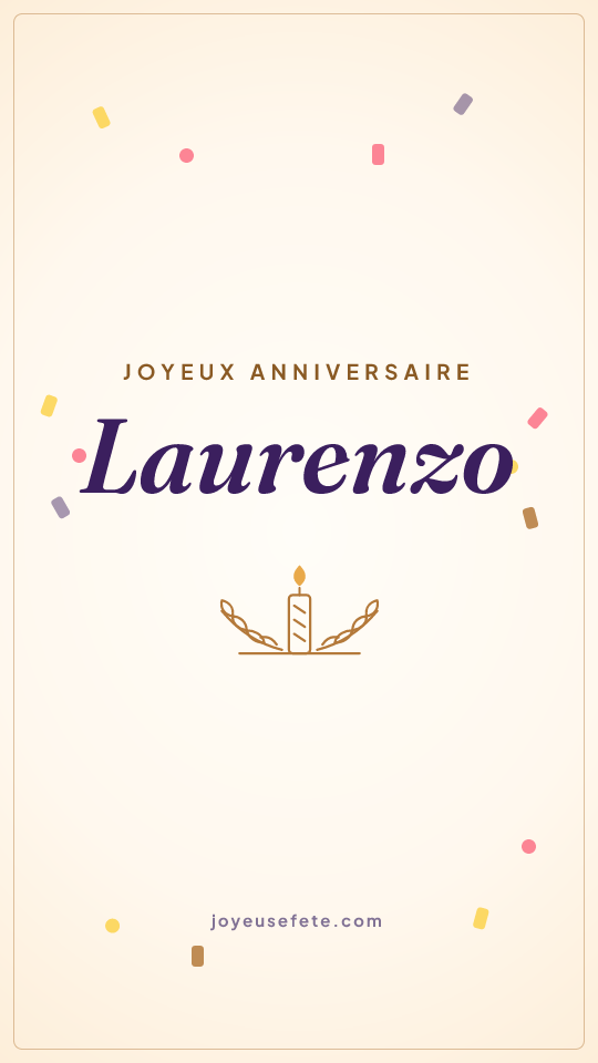 Image « Joyeux anniversaire Laurenzo » au format story