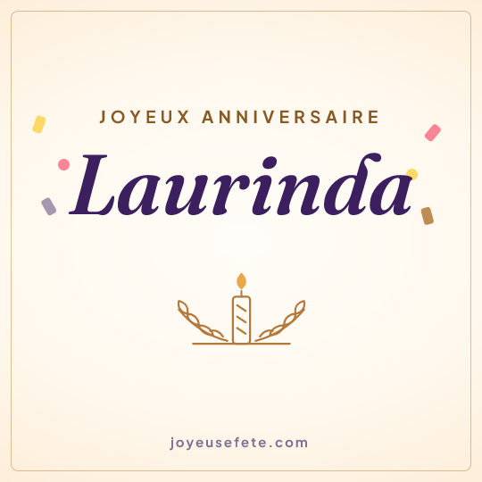Image carrée « Joyeux anniversaire Laurinda » pour WhatsApp
