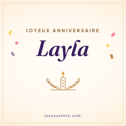 Image carrée « Joyeux anniversaire Layla » pour WhatsApp