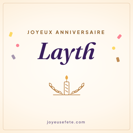 Image carrée « Joyeux anniversaire Layth » pour WhatsApp