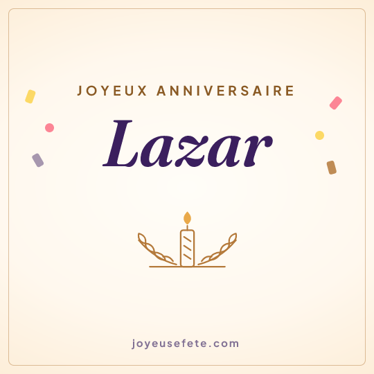 Image carrée « Joyeux anniversaire Lazar » pour WhatsApp