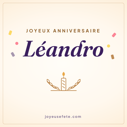 Image carrée « Joyeux anniversaire Léandro » pour WhatsApp