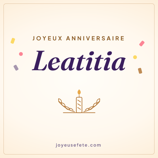 Image carrée « Joyeux anniversaire Leatitia » pour WhatsApp