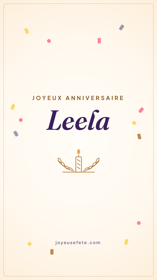 Image « Joyeux anniversaire Leela » au format story