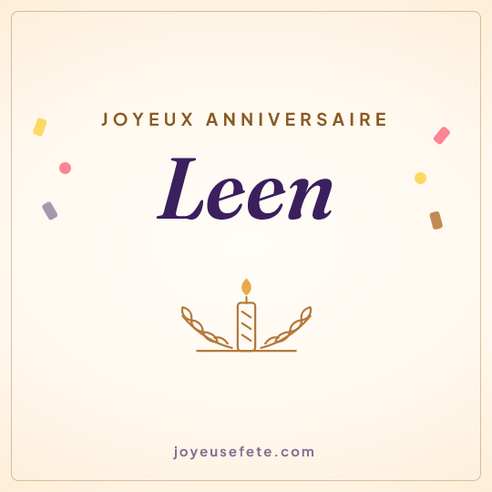 Image carrée « Joyeux anniversaire Leen » pour WhatsApp