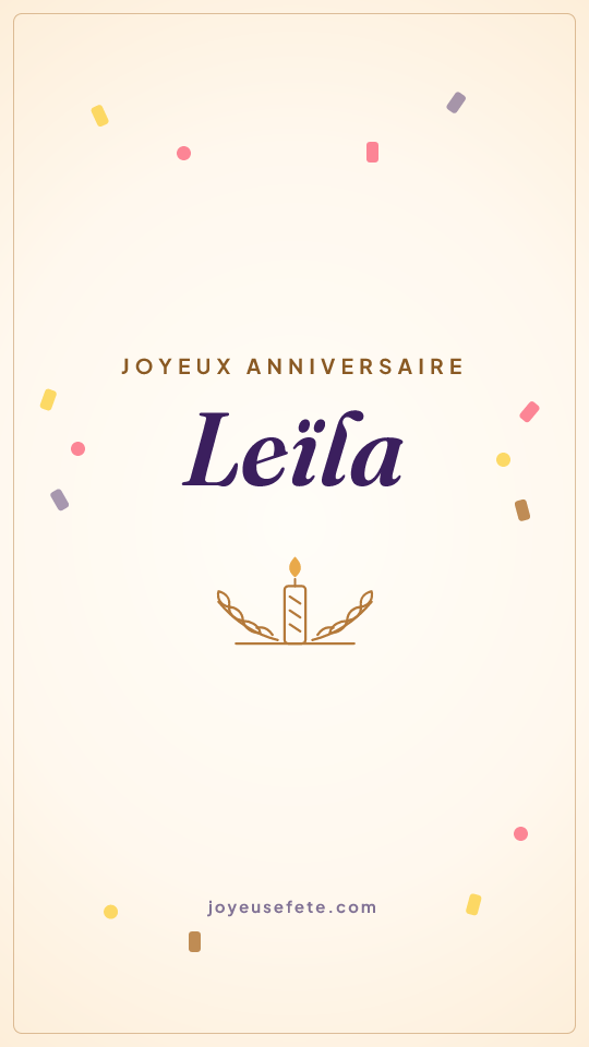 Image « Joyeux anniversaire Leïla » au format story