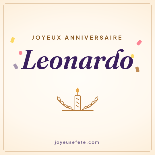 Image carrée « Joyeux anniversaire Leonardo » pour WhatsApp